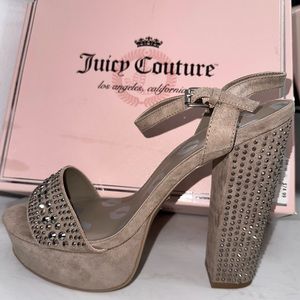 Juicy Couture Size 10 Trice Taupe Heels with Rhinestones
